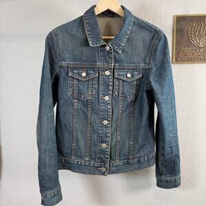 Women's J.Crew Denim Blue Jean‎ Classic Button Front Jean Jacket Size Small